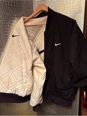 Nike Black Bomber Jacket with White Swoosh